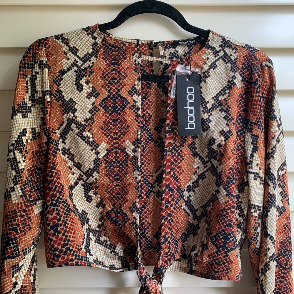 Orange snakeskin tie top